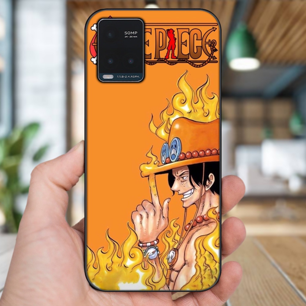 Ốp lưng Vivo Y21s, Y33s viền đen in hình Ace One Piece