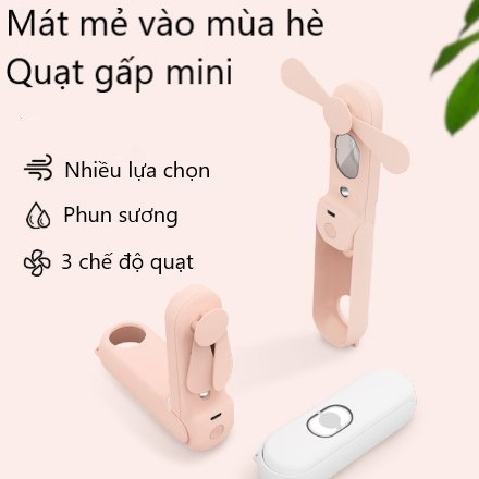 Quạt mini cầm tay sạc pin có chế độ phun sương gấp gọn Mini Tích Điện Tạo Độ Ẩm 2 in 1 nhỏ gọn | BigBuy360 - bigbuy360.vn