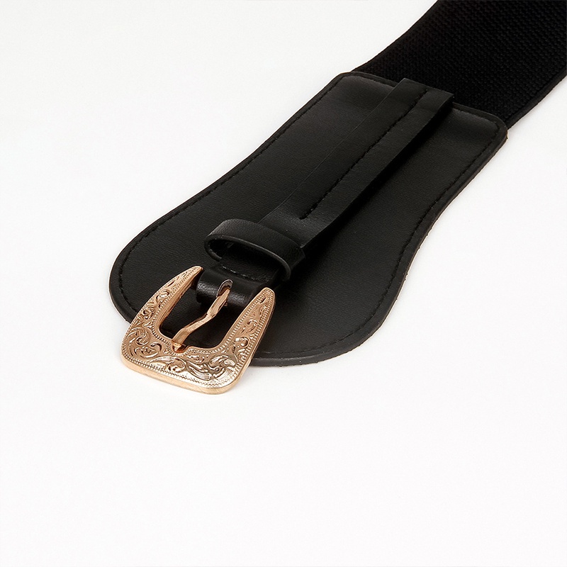 Thắt Lưng Da PU Khóa Vuông Màu Vàng Thời Trang Cho Nữ