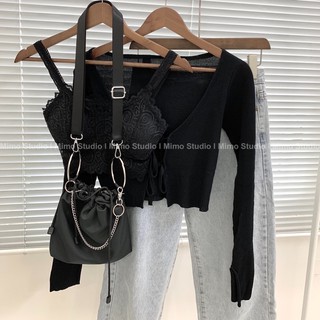 Len dệt kim mỏng buộc nơ