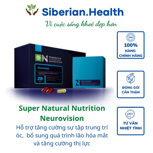 [Siêu hỗ trợ mắt não]Thực phẩm bảo vệ sức khỏe bổ não và mắt Siberian Super Natural Nutrition Neurovision– 20 túi 3v/túi