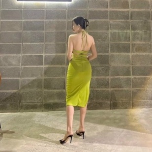 Đầm yếm hở lưng xẻ đùi form ôm body nữ Có Mút Lót Ngực chất vải thun gân len 4 chiều FreeSize, Váy trễ vai (Bảo An Hot) | BigBuy360 - bigbuy360.vn