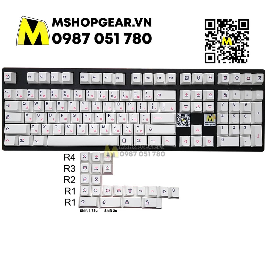 Bộ nút nhựa thay thế bàn phím cơ - Keycap Macos icon mod thick pbt dye-sub cherry profile 129 keys lắp được nhiều layout