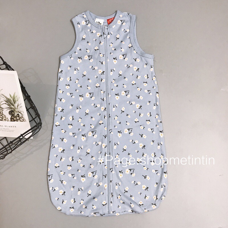 Túi ngủ cotton 1 lớp cho bé ( hoa xanh 3m,6m)