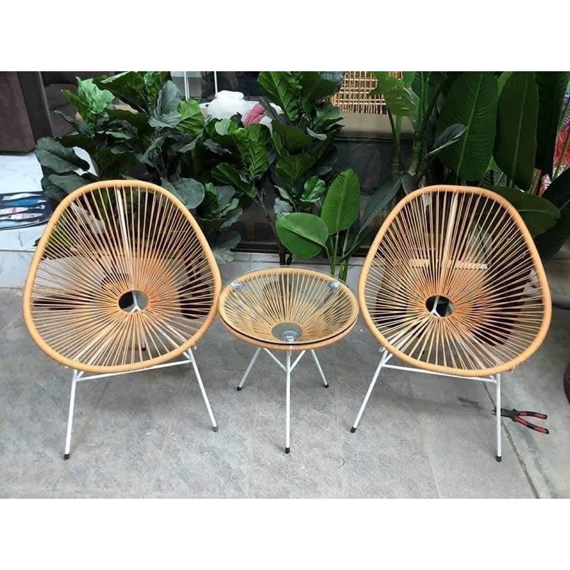 BỘ BÀN GHẾ DÂY VĂNG APULLICO- bộ bàn ghế ban công