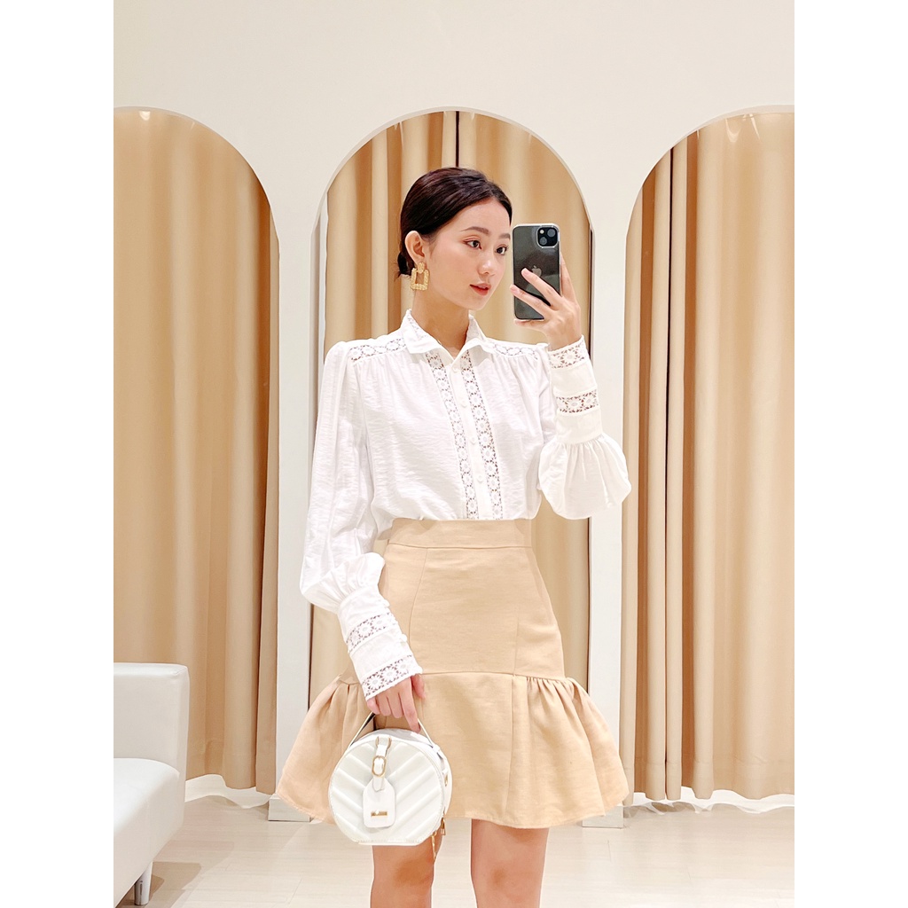 SÒ VINTAGE - AMY Áo cổ trụ tay phồng phối ren