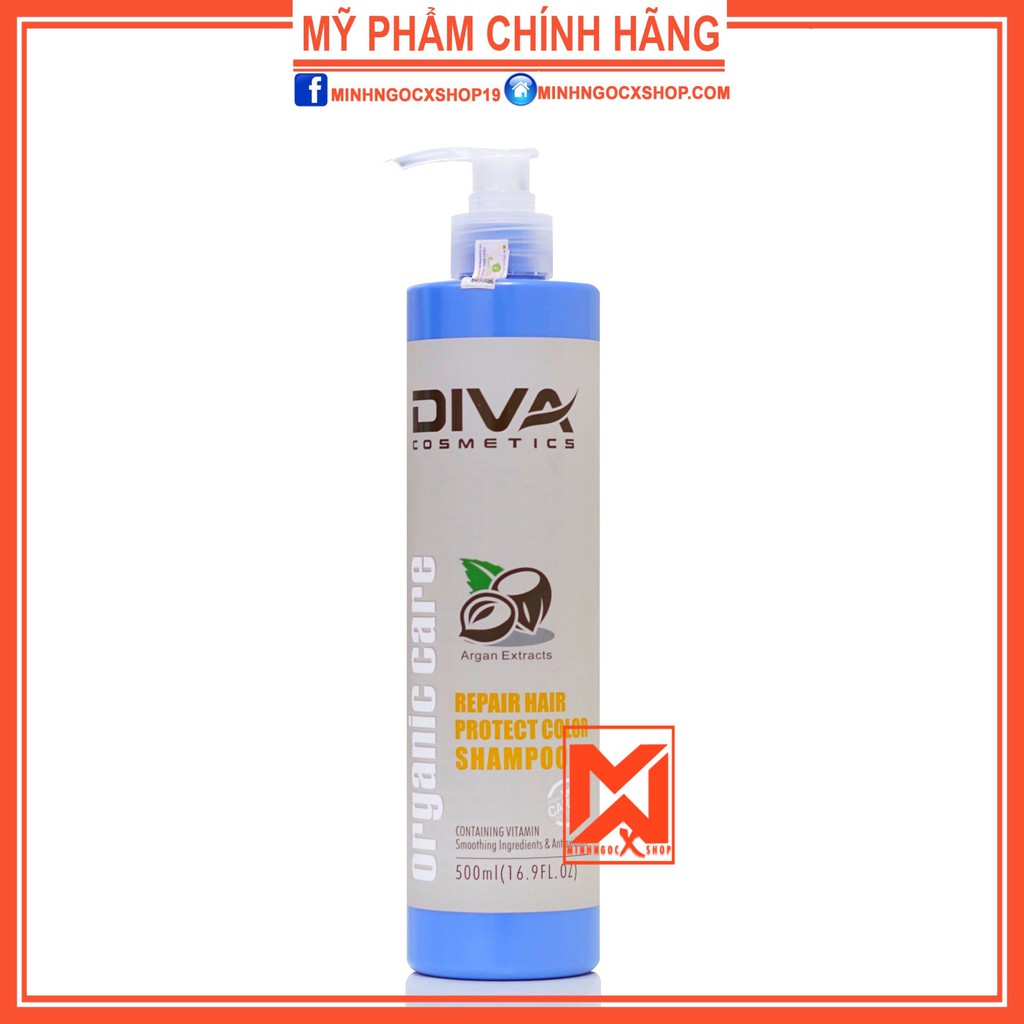 Dầu gội phục hồi giữ màu nhuộm DIVA XANH 500ml chính hãng