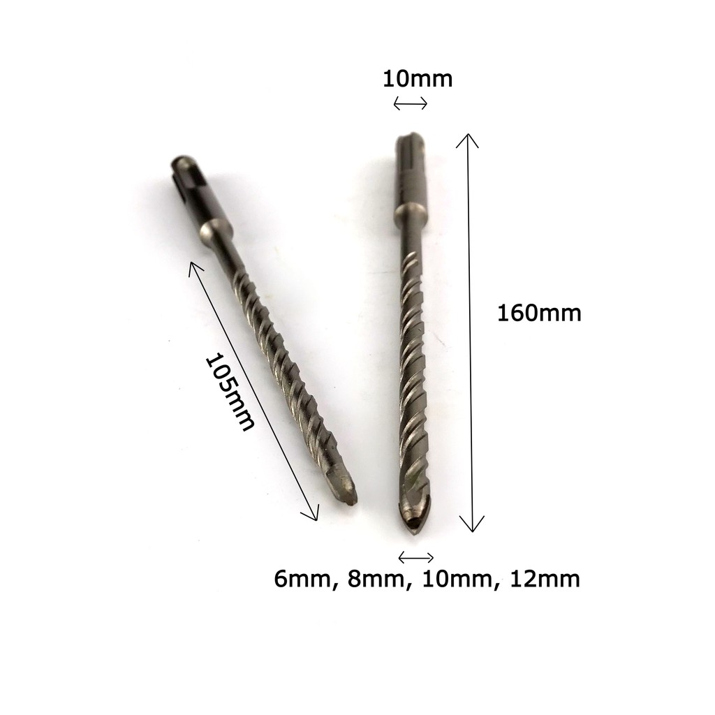 Mũi khoan tường bê tông đầu nhọn mũi tên size 6mm 8mm 10mm 12mm dài 160mm dùng cho máy khoan gài 10mm