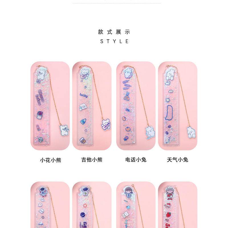 ⭐ iLado ⭐ Thước đo kích thước Thước kẻ dễ thương trong suốt học sinh Hoạt Hình mini đồ dùng học tập 15cm quà tặng học sinh In Họa Tiết Hoạt Hình Tiện Lợi Có thể được sử dụng làm dấu trang