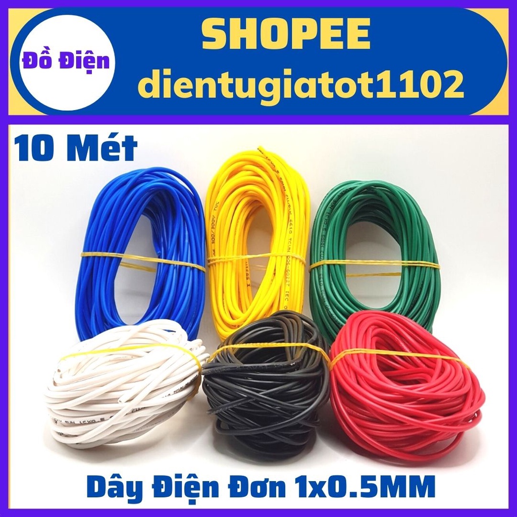 10 mét dây điện 0.5mm, dây điện đơn 1x0.5mm (Loại Tốt)