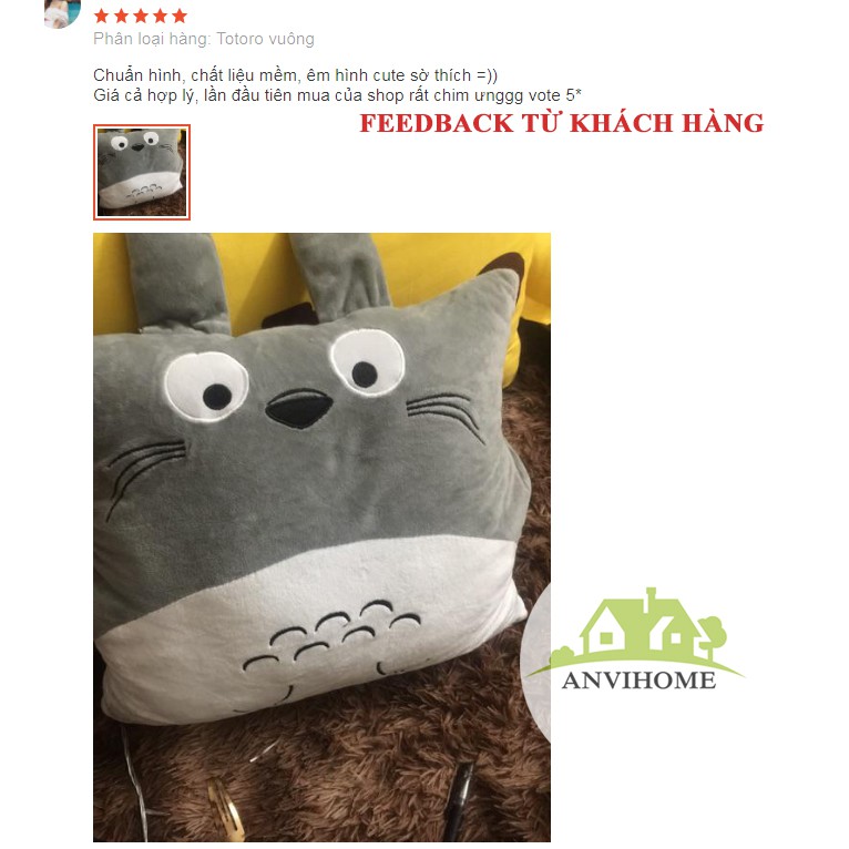 Mền gối Totoro 3 trong 1 kích thước mền 1.1x1.7m Bộ Chăn Gối văn phòng Anvihome