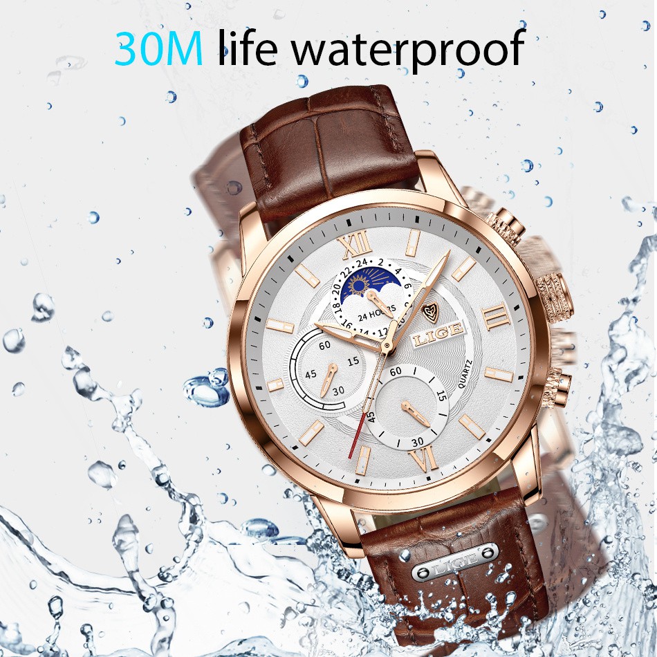 LIGE Đồng Hồ Quartz Chống Thấm Nước, Kiểu Dáng Thời Trang Cho Nam | BigBuy360 - bigbuy360.vn