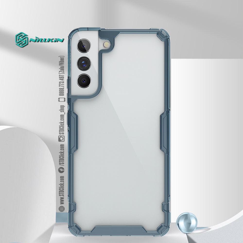 ỐP LƯNG SAMSUNG GALAXY S22 5G NILLKIN NATURE TPU PRO LƯNG KÍNH PC TRONG VIỀN DẺO CHÍNH HÃNG