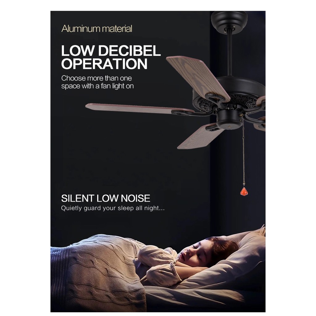 Quạt trần Cánh Gỗ Cổ điển - Quạt trần trang trí 5 cánh gỗ phòng khách, phòng ngủ, có điều khiển từ xa