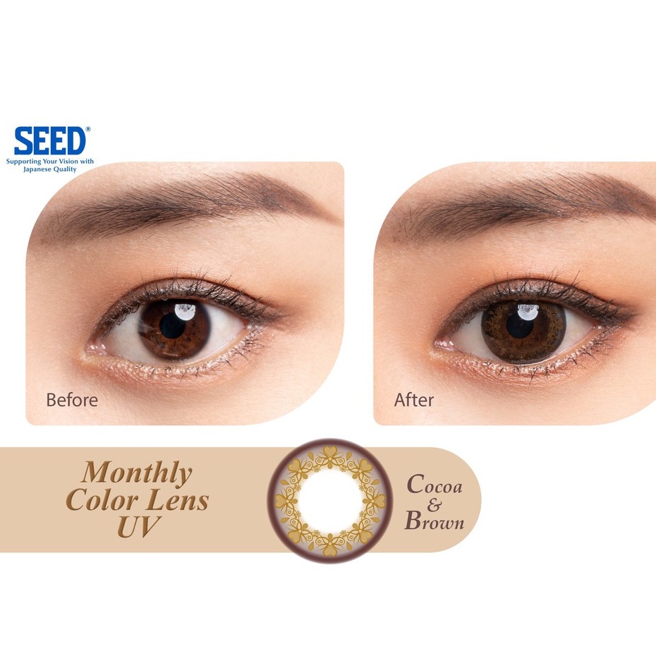 Kính áp tròng có màu 1 tháng THIÊN HÀ OPTICAL SEED monthly colour lens số 1 nhật bản độ cận đến 8.00 ẩm kháng khuẩn