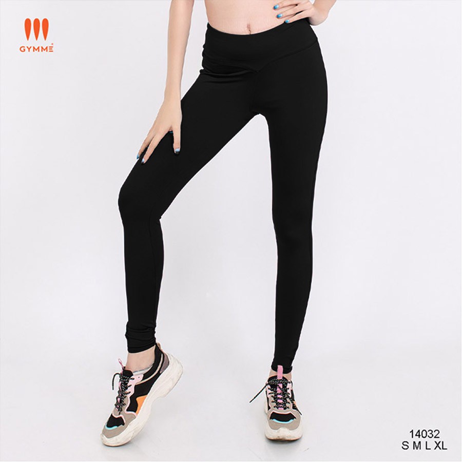 Quần tập legging nữ tập gym, yoga GYMME dáng dài phối dây ống chân - 14032