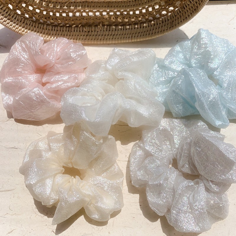 S15 Cột tóc vải scrunchies kim tuyến