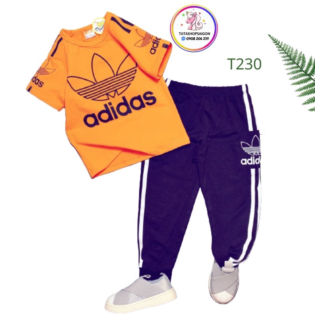 T230 Bộ quần áo bé trai thu đông tay ngắn quần dài kiểu dáng thể thao 10-21kg
