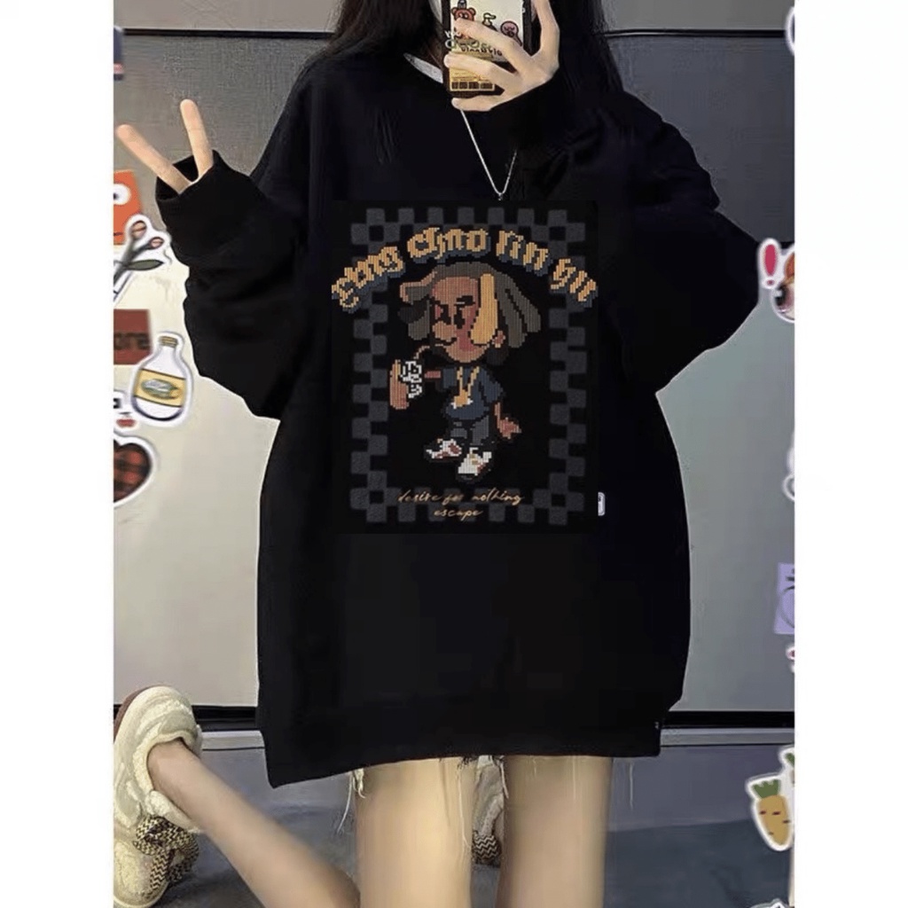 Áo Sweater Nam Form Rộng Nỉ Ngoại Dáng Oversize Nam Nữ Unisex In Hình DOG SMOKING