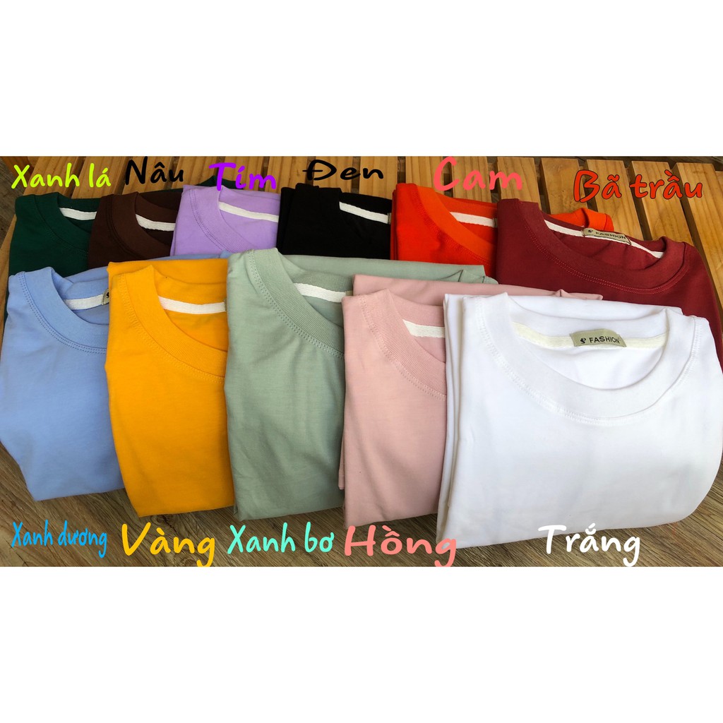 Áo Thun Cotton Minh Thao Clothing Trơn Giá Rẻ Nhiều Màu, áo tay lỡ phông form rộng thoải mái cho cả Nam và Nữ dưới 75kg