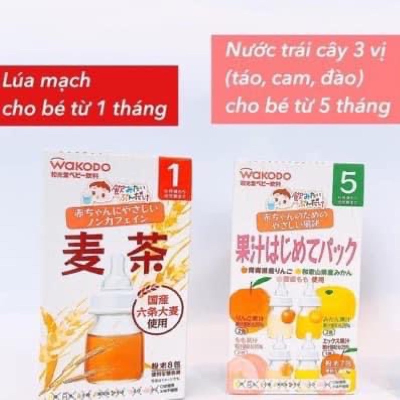 Trà Wakodo Lúa mạch, trái cây, điện giải cho bé, Date 2023