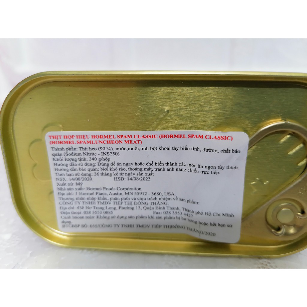 [340g] THỊT HỘP VỊ TRUYỀN THỐNG [USA] HORMEL SPAM Classic Spamluncheon Meat (ttdt-hk)