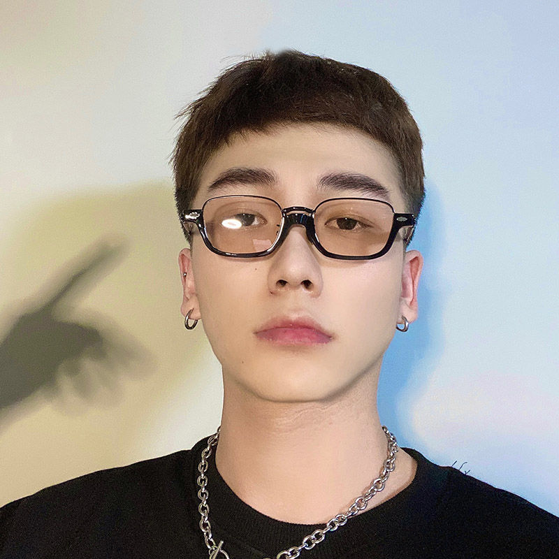 Kính Mát Nửa Gọng Màu Trà Nhỏ Phong Cách hip hop punk Hàn Quốc Cho Nam