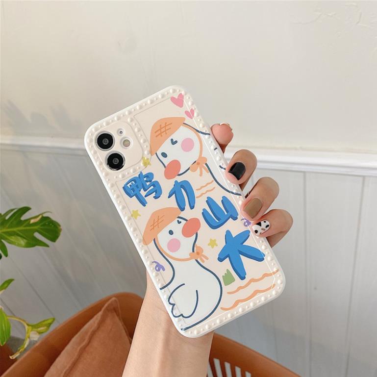 Ốp lưng iphone - Ốp iphone viền chấm bi Vịt - Duck 7plus/ 8plus / x / xs / xs max / 11 /11 promax Dino Case