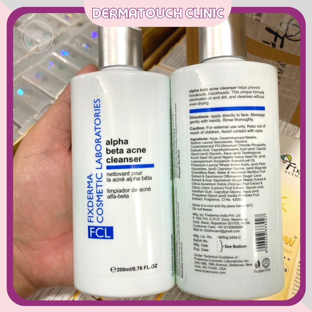 Sữa rửa mặt Fixderma FCL Alpha Beta Acne 200mL- Dược mỹ phẩm Derma Touch