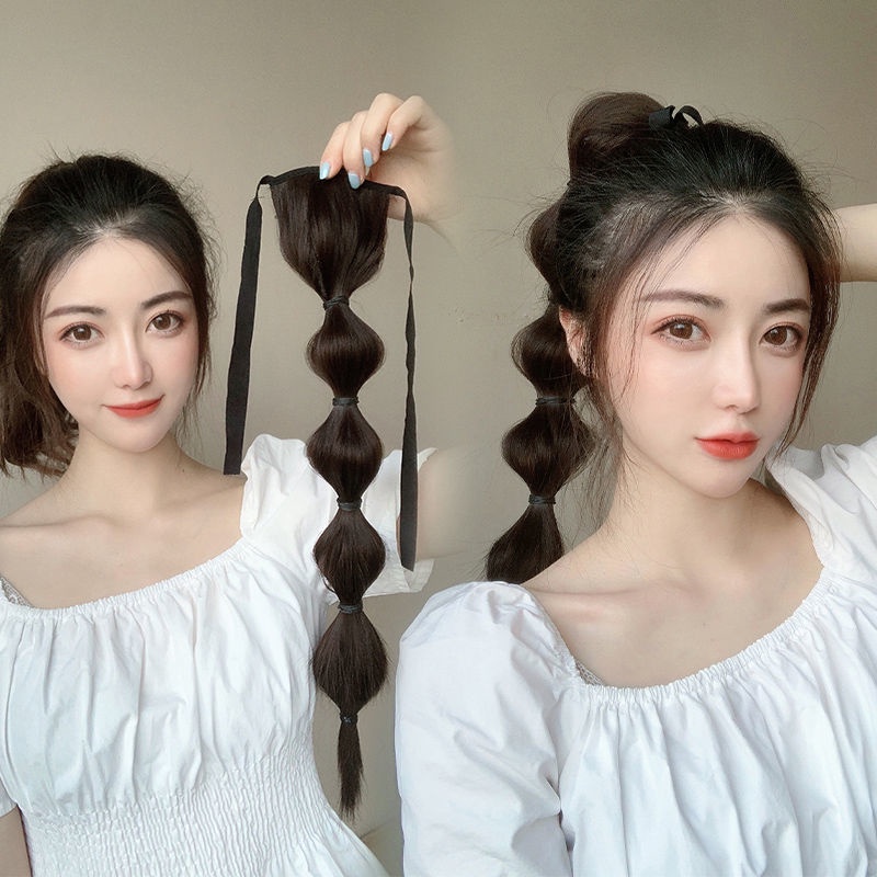 Tóc giả thắt bím MISS FANCY dạng kẹp đuôi ngựa phồng dài 48cm