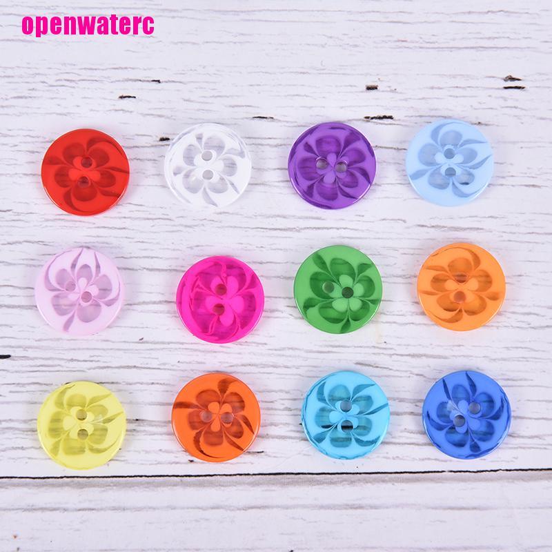 Bộ 100 Nút Áo Hình Bông Hoa 14MM Bằng Nhựa Resin