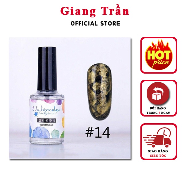 Cồn loang lẻ chai màu trắng, nhũ vàng, nhũ bạc làm Marble vân đá cực đẹp cho thợ nail