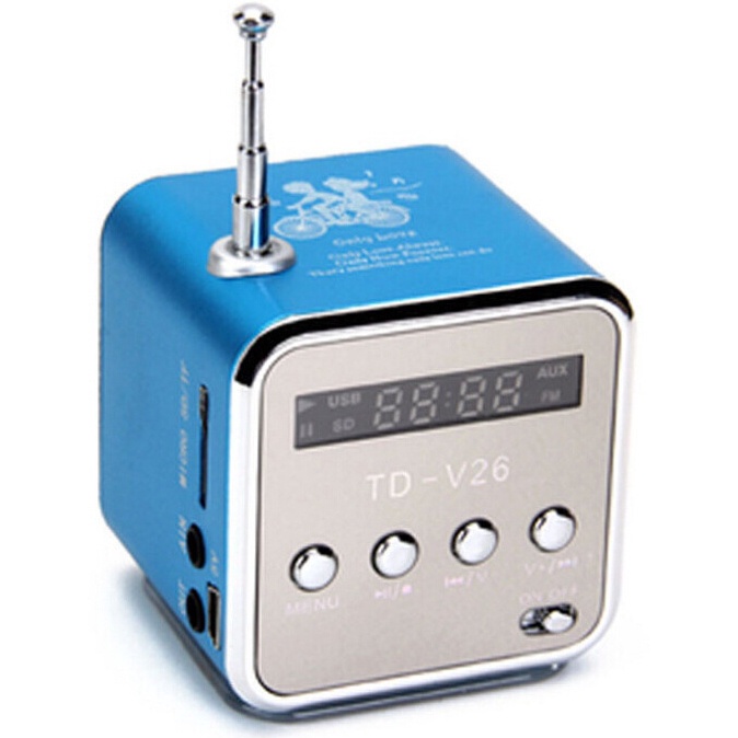 Loa Mini Nghe Nhạc Mp3 / 4 Radio Fm Âm Thanh Stereo Siêu Trầm Có Cổng Micro Usb