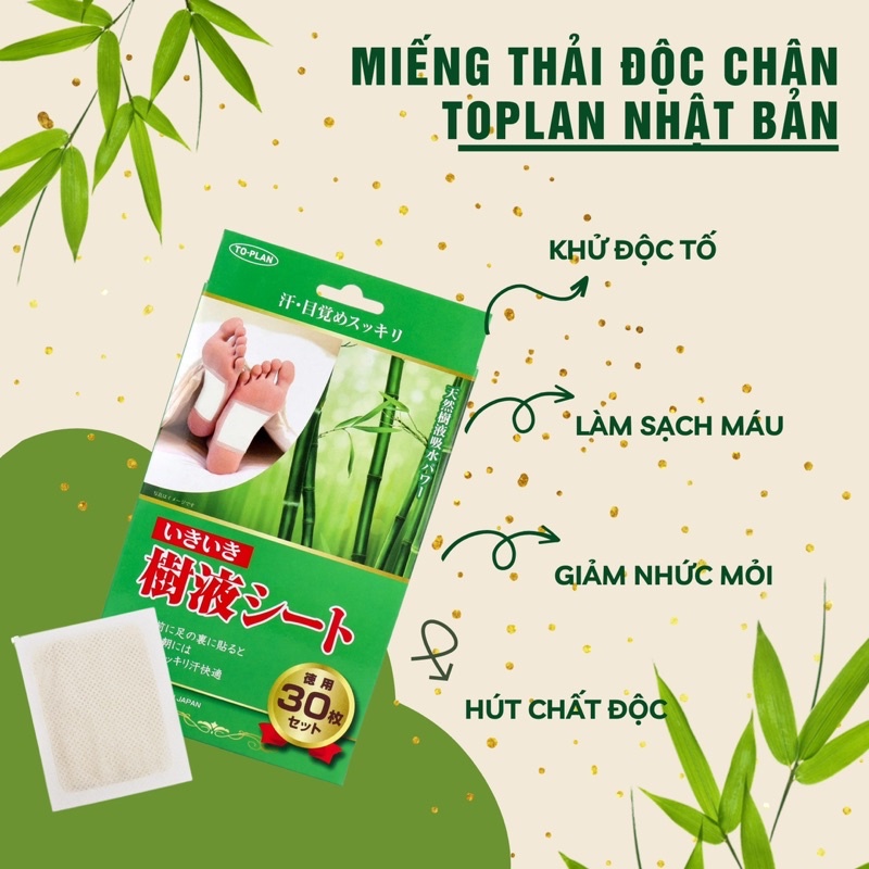 Miếng Dán Thải Độc Chân Kenko To Plan Natural Foot Sheet Nhật Bản - Hộp 30 Miếng