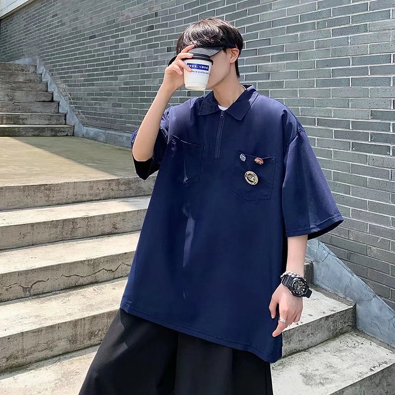Áo Thun Polo Tay Ngắn Thời Trang Hàn Quốc Sành Điệu Cho Nữ Màu thuần khiết ngắn -Áo sơ mi polo của đàn ông Mềm mại thời trang thoải mái ngắn tay áo