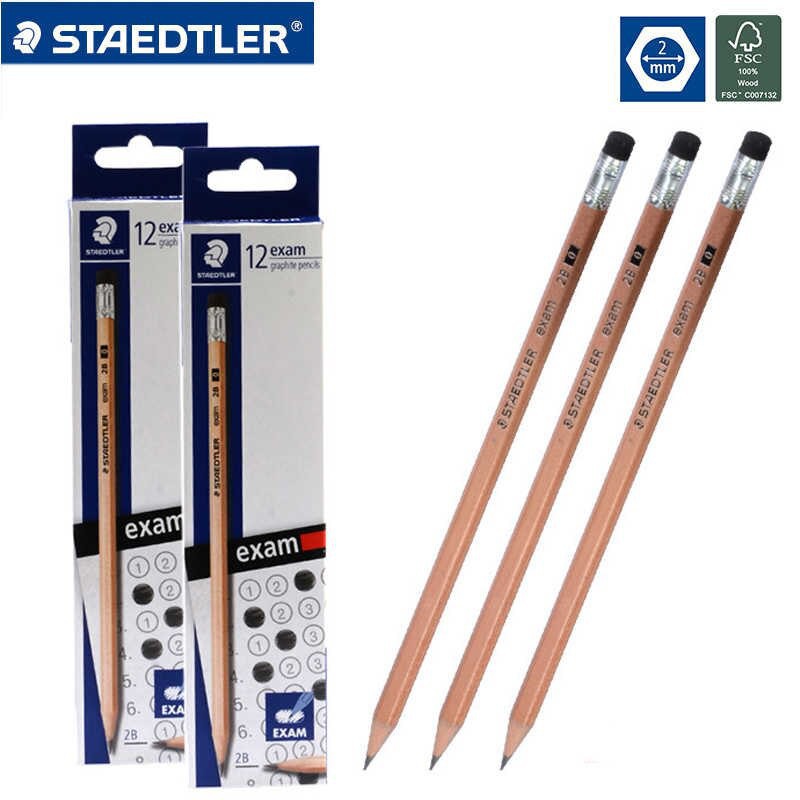 Hộp 12 chiếc bút chì thân mộc STAEDTLER EXAM 132 40 2B có tẩy giá rẻ