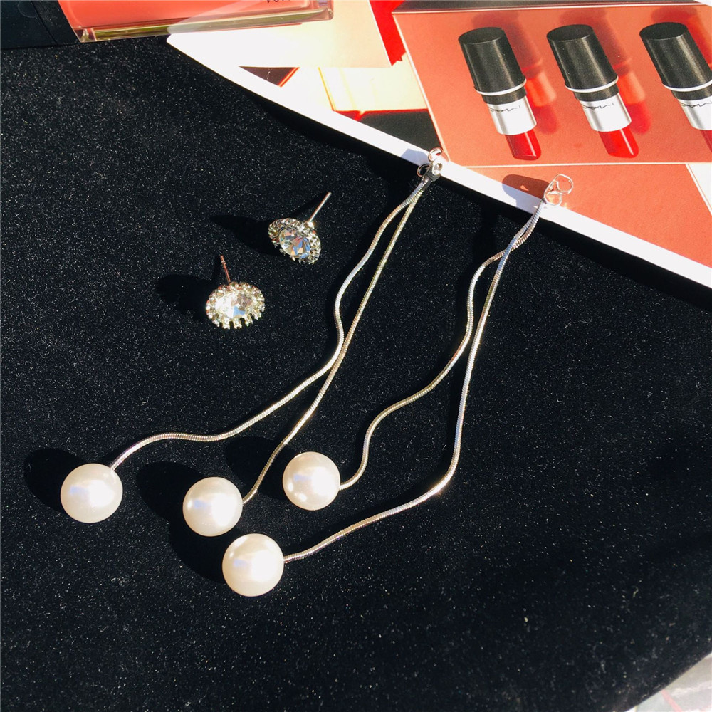 Bông Tai Dáng Dài Đính Ngọc Trai Phong Cách Hàn Quốc