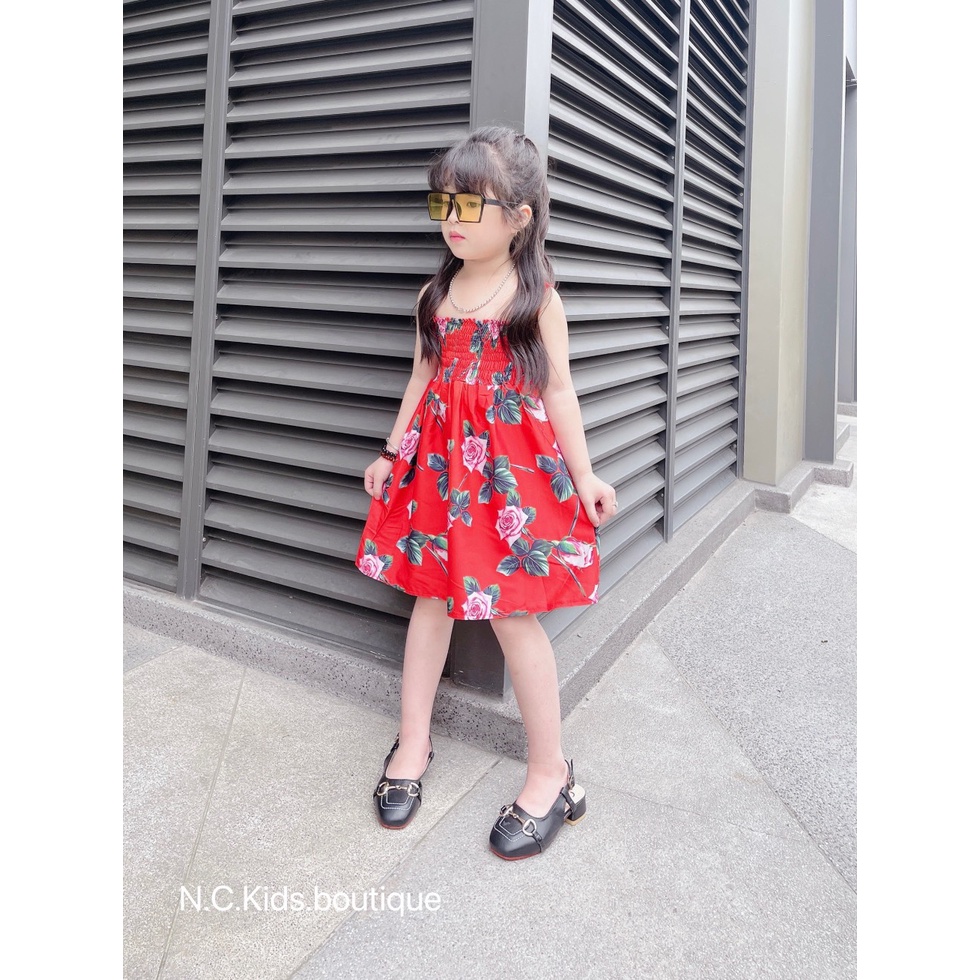 Váy 2 dây hoa hồng KÈM MŨ xinh cho bé gái - VHHKM