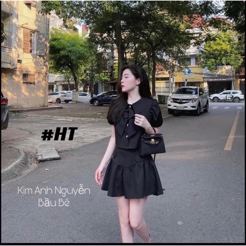 set áo nơ mix cvay tiểu thư.2màu sz:sm