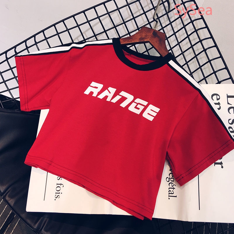 Áo Thun Croptop Tay Cộc Cổ Tròn Phong Cách Hàn Quốc Cho Nữ