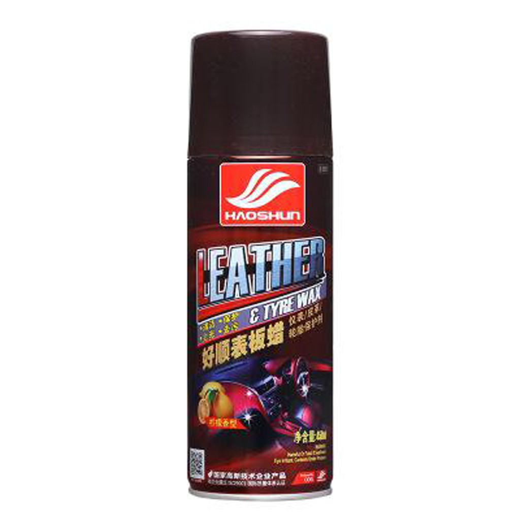 Leahter wax Chai xịt làm sạch làm bóng bảo dưỡng bề mặt da và lốp xe Haoshun LEATHER TYRE WAX 4 mùi vị 450ml