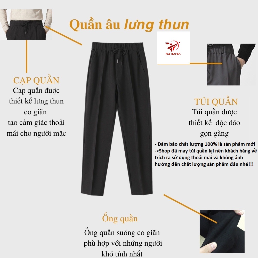 Quần âu nam cạp chun ống suông kiểu dáng baggy co dãn phong cách Hàn Quốc, Quần tây nam cạp chun co giãn kiểu công sở