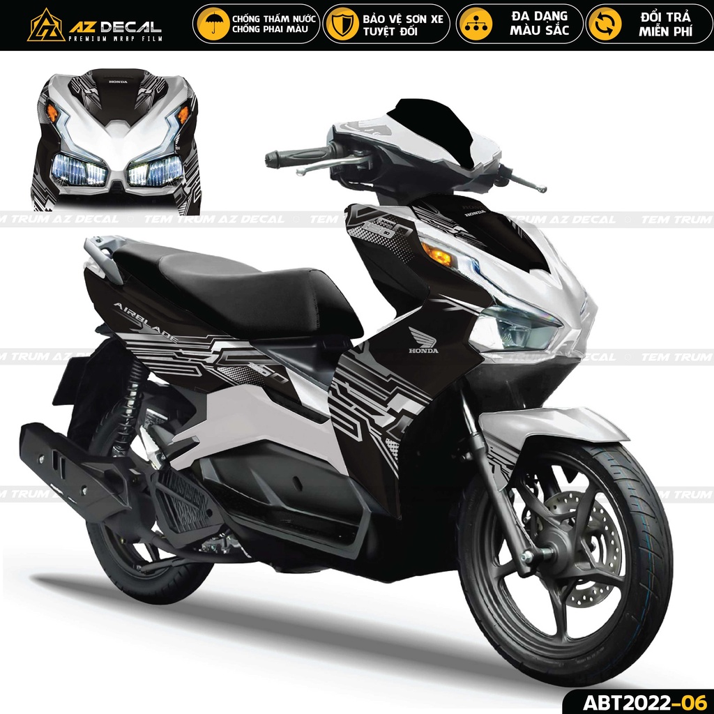 Tem Xe Airblade 2020 - 2022 Phong Cách Điện Tử | ABT2022-06 | Decal Dán Trùm Xe AB Đẹp Màu Đỏ, Xanh, Trắng, Vàng