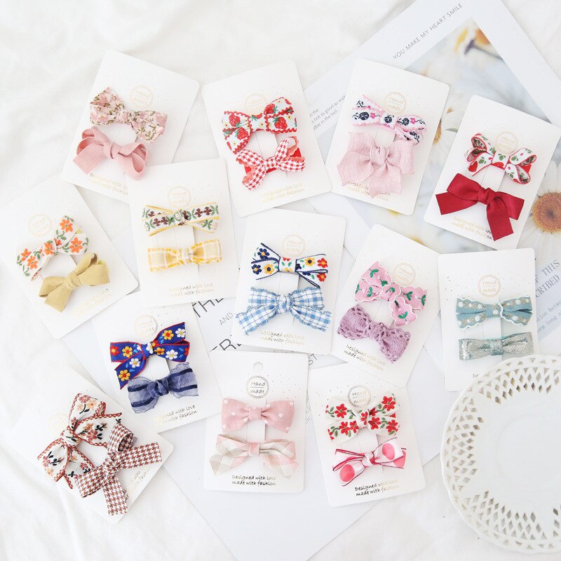 Set 2 Kẹp Tóc Nơ Xinh Xắn Dành Cho Bé Gái