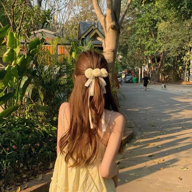 [Peach Tea] Kẹp Tóc Đính Hoa Hồng Sâm Panh Cài Đầu Sau Đầu Phong Cách ins Cao Cấp Tinh Tế Cho Nữ