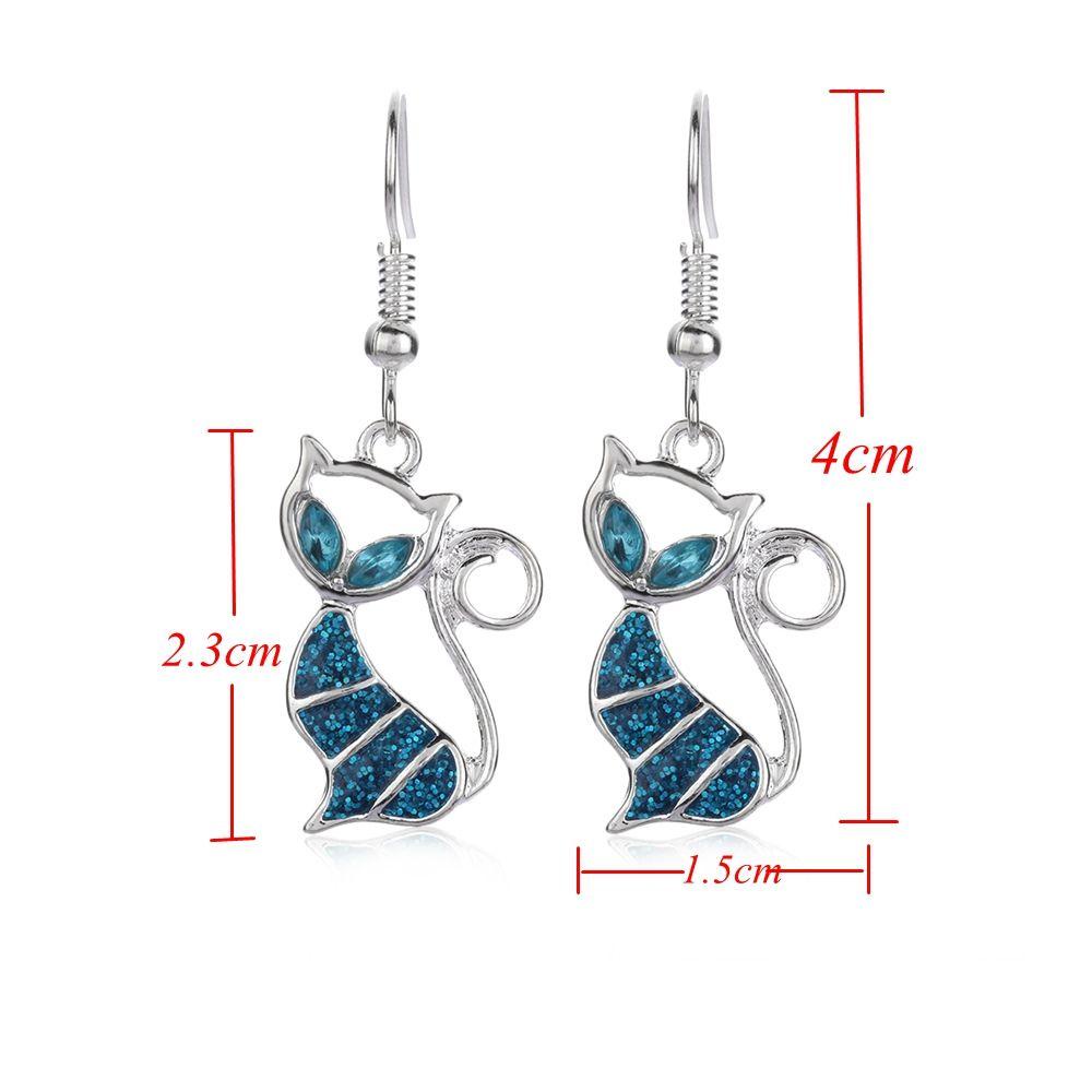 ROSE 1 Đôi Bông Tai Hình Mèo Đính Đá Opal Thời Trang Dành Cho Nữ