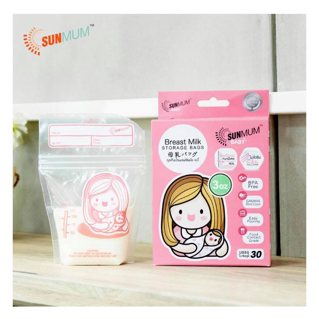 Túi trữ sữa Sunmum Thái Lan (size 100ml-150ml-250ml) mẫu bao bì mới