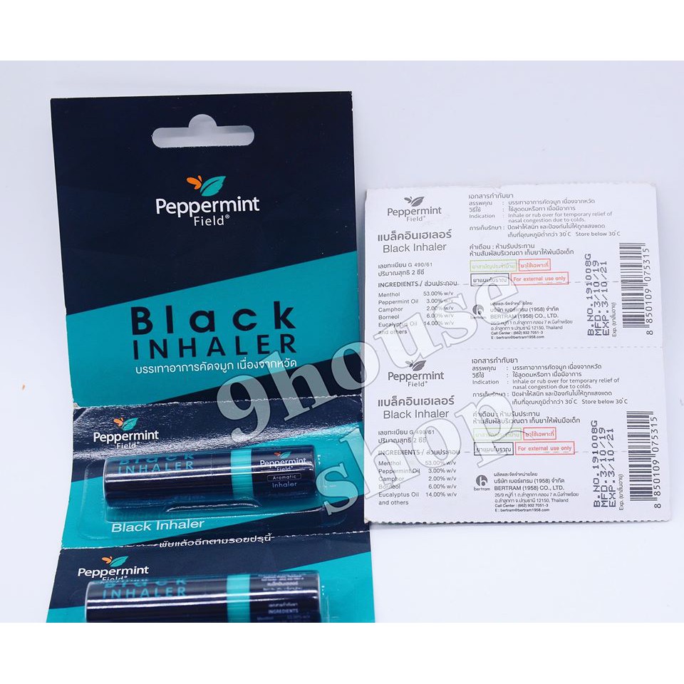 Ống hít ĐEN 2 Đầu Black Inhaler Peppermint Thái Lan