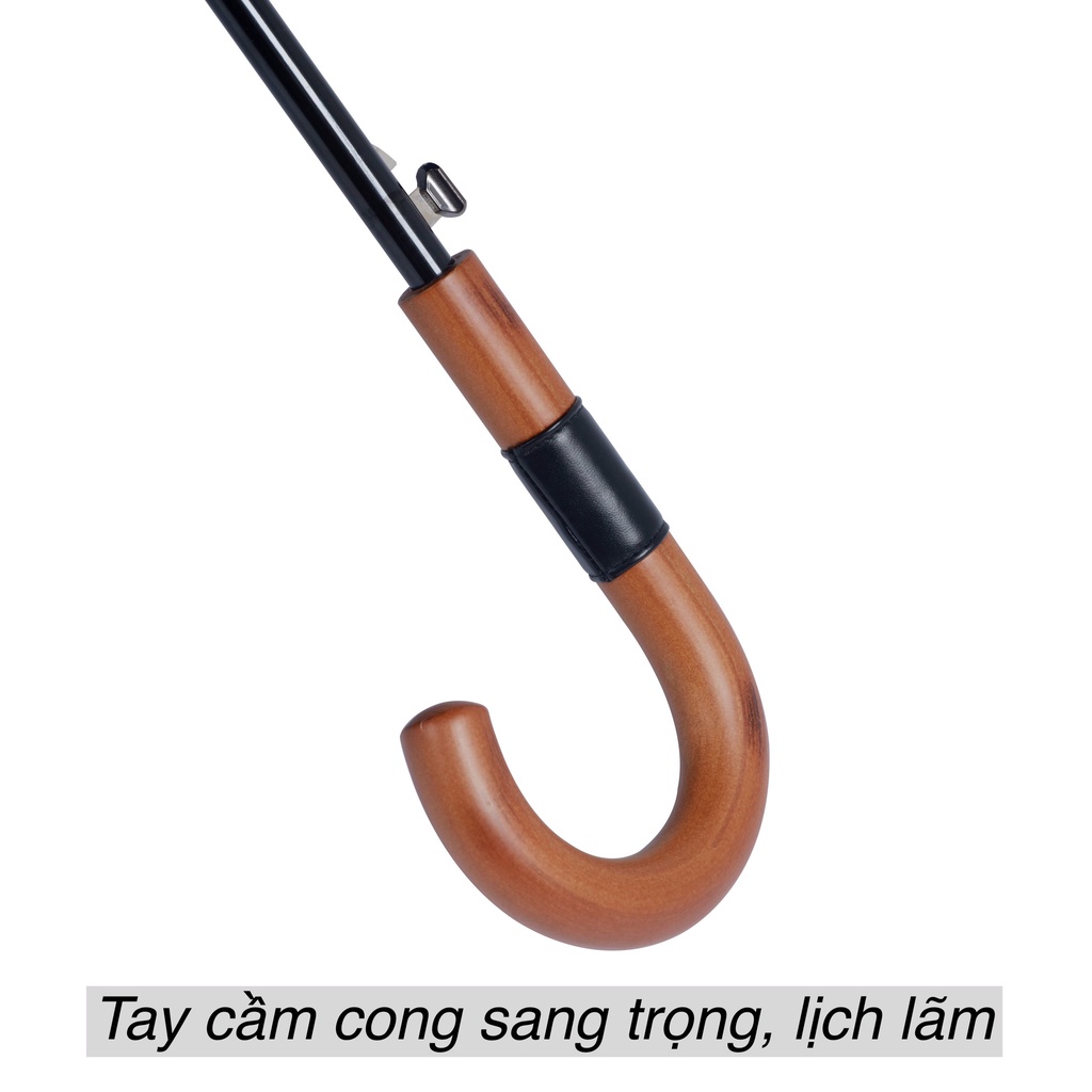 Ô thẳng cao cấp lịch lãm Nason Umbrella Gentle-M1 tay cầm gỗ hình móc câu sang trọng Vải siêu chống thấm vượt trội