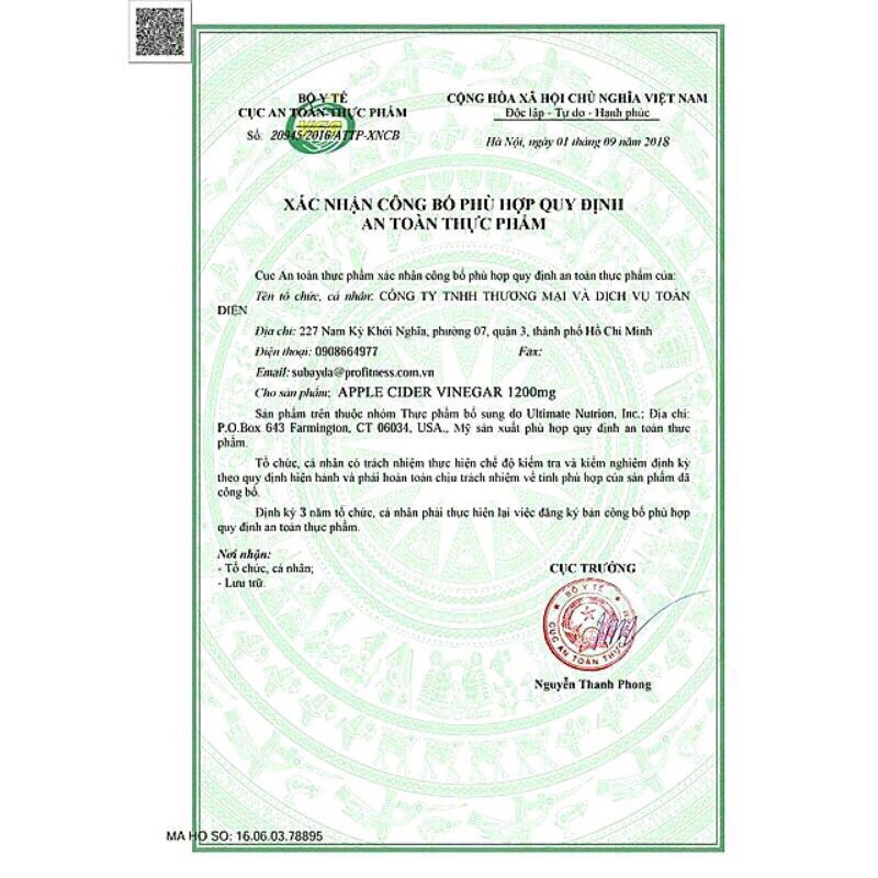 Viên giấm táo giảm cân Apple Cider Vinegar 1200mg-180 viên_ Hàng Mỹ chính hãng